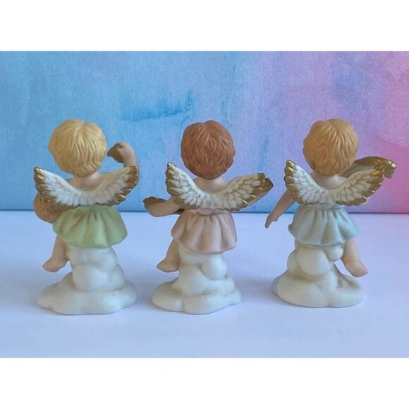 Home Interiors Precious Gifts Angel Cherub Set With Gifts 4" Porcelain - Picture 2 of 8